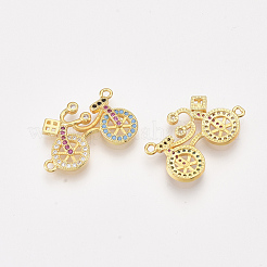 Brass Micro Pave Cubic Zirconia Links&nbsp;ZIRC-T008-03G