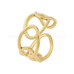 Oval 304 Stainless Steel Open Cuff Ring for Women&nbsp;RJEW-Z083-03G-01