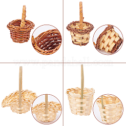 8Pcs 4 Style Mini Rattan Bamboo Baskets&nbsp;DJEW-FG0001-18