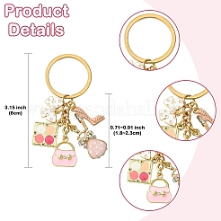 Alloy Enamel & Rhinestone & Plastic Pearl Keychain&nbsp;KEYC-YW00151-01