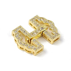 Rack Plating Brass Micro Pave Clear Cubic Zirconia Watch Band Clasps&nbsp;KK-C019-24G