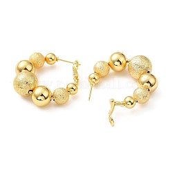 Rack Plating Brass Round Beaded Hoop Earrings&nbsp;EJEW-Z019-02A-G