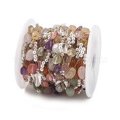 Mixed Stone & Glass Beads Link Chains&nbsp;CHS-K021-06G