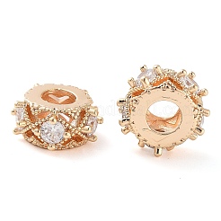 Brass Micro Pave Clear Cubic Zirconia European Beads&nbsp;KK-U028-25G