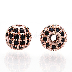 Rack Plating Brass Cubic Zirconia Beads&nbsp;ZIRC-S001-6mm-B01
