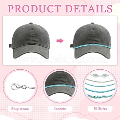 10Pcs Synthetic Turquoise & Brass & Alloy Chain Baseball Cap Chain&nbsp;HJEW-YW00096