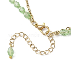 Natural Amethyst Chip & Glass & 304 Stainless Steel Handmade Link Chain Double Layer Necklaces for Women&nbsp;NJEW-JN05363-02