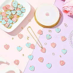 DIY Alloy Enamel Heart with Letter A~Z Pendant Decoration Making Kits&nbsp;DIY-CJ0003-08