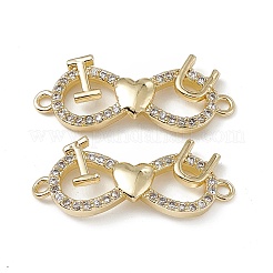 Brass Micro Pave Clear Cubic Zirconia Connector Charms&nbsp;KK-E068-VB378