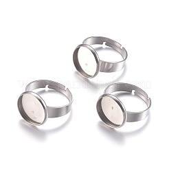 Tarnish Resistant 304 Stainless Steel Pad Ring Settings&nbsp;STAS-G173-19P-12mm