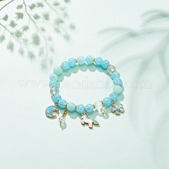Synthetic Crackle Quartz & Natural Yellow Jade Beaded Stretch Bracelet&nbsp;BJEW-JB08527-02