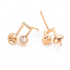 Brass Micro Pave Clear Cubic Zirconia Earring Findings&nbsp;KK-T062-229G-NF
