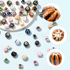 56Pcs 14 Styles Handmade Porcelain Beads&nbsp;PORC-FS0001-30