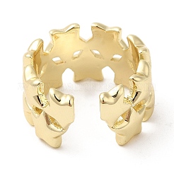 Brass Star Open Cuff Rings&nbsp;RJEW-K089-02G