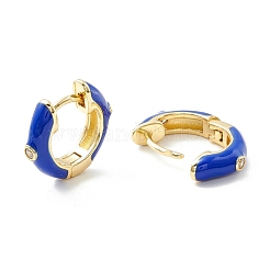 Clear Cubic Zirconia Chunky Hinged Hoop Earrings with Enamel&nbsp;EJEW-P196-20G-07