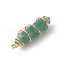 Natural Green Aventurine Copper Wire Wrapped Pointed Pendants&nbsp;PALLOY-JF02535-05