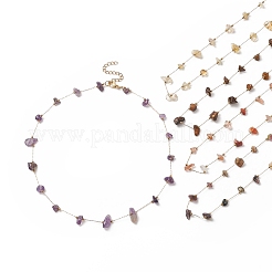 Natural Mixed Gemstone Chips Beaded Necklace&nbsp;NJEW-JN04234