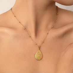 304 Stainless Steel Teardrop Pendant Satellite Chain Necklaces for Women&nbsp;FS-WGC8C1B-01