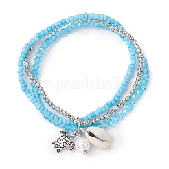 Glass & Brass Beads Multi-strand Bracelets&nbsp;BJEW-TA00638