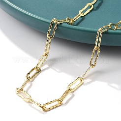 Brass Textured Paperclip Chain Necklaces for Women Men&nbsp;NJEW-F337-02G-02