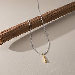 304 Stainless Steel Long Teardrop Pendant Necklaces for Women&nbsp;WG6AD54-01
