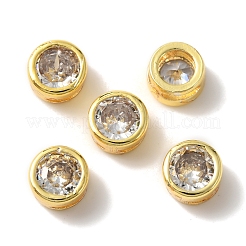 Rack Plating Brass Micro Pave Cubic Zirconia Slide Charms&nbsp;KK-C020-13G