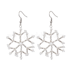 Glass Snowflake Dangle Earrings&nbsp;EJEW-MZ00253