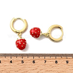 Brass Micro Pave Clear Cubic Zirconia Strawberry Dangle Earrings&nbsp;EJEW-L305-01G