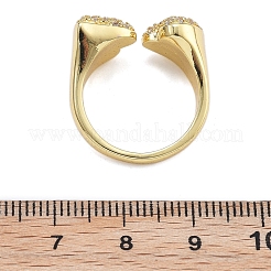 Rack Plating Brass Micro Pave Clear Cubic Zirconia Cuff Finger Rings for Women&nbsp;RJEW-M028-38G