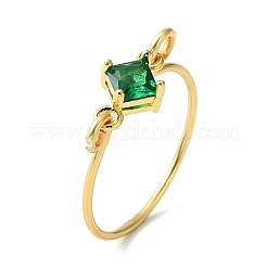 Glass Rhombus Finger Ring&nbsp;RJEW-JR00589