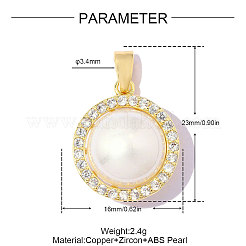Brass Clear Cubic Zirconia Pendants&nbsp;KK-OY001-10G