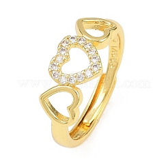 Brass Micro Pave Cubic Zirconia Cuff Rings for Women&nbsp;RJEW-Z113-26G