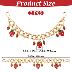 2Pcs Alloy Enamel Strawberry Charm Aluminum Bag Decorative Chains&nbsp;HJEW-BBC0001-27B