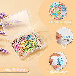16Pcs 8 Colors Spray Painted 430 Stainless Steel Filigree Big Pendants&nbsp;STAS-TA0002-26