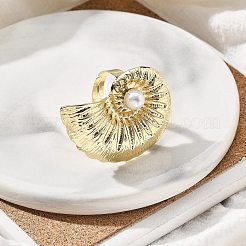 Conch Alloy Adjustable Rings for Women&nbsp;RJEW-B108-03KCG