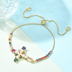 Brass Micro Pave Cubic Zirconia Slider Bracelets&nbsp;BJEW-M053-01G
