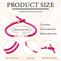 4Pcs 4 Colors Braided Nylon Cord Bracelet Making&nbsp;MAK-TA0001-26A