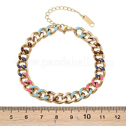 201 Stainless Steel Cuban Link Chain Bracelets for Women&nbsp;BJEW-H633-01G