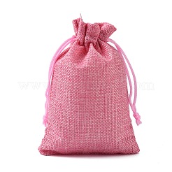 Polyester Imitation Burlap Packing Pouches Drawstring Bags&nbsp;ABAG-R004-14x10cm-04