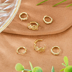 6Pcs 3 Styles Brass Micro Pave Clear Cubic Zirconia Hoop Earrings&nbsp;EJEW-TA0001-90B