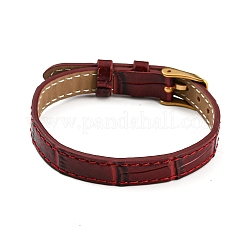 Leather Textured Bracelet Straps Slide Wristbands for Slide Charms&nbsp;AJEW-K232-01G