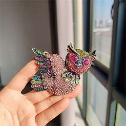 Owl Alloy Rhinestone Brooches&nbsp;PW-WG13AF2-01