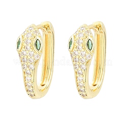 Brass Micro Pave Cubic Zirconia Hoop Earrings&nbsp;KK-CBAD104-04G-G