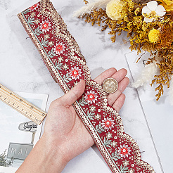 7.5Yards Vintage Jacquard Polyester Lace Ribbon&nbsp;SRIB-CY0001-42A