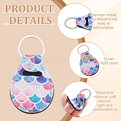 12Pcs 12 Colors Teardrop Neoprene Keychain Storage Pouch for Commemorative Decision Maker Coin&nbsp;AJEW-FG0003-66