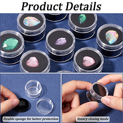 Round Jewelry Clear Plastic Loose Diamond Storage Box&nbsp;CON-WH20003-01B-01