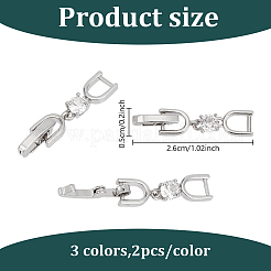 6Pcs 3 Colors Brass Clear Cubic Zirconia Fold Over Clasps&nbsp;FIND-HY0004-04
