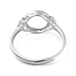 Flat Round Adjustable 925 Sterling Silver Ring Components&nbsp;STER-G042-10P