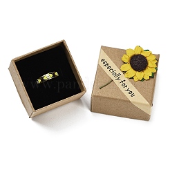 Kraft Paper Gift Boxes with Faux Sunflower Outside for Ring&nbsp;CON-Z011-01A-01