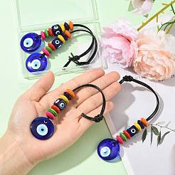 4Pcs Blue Evil Eye Handmade Lampwork & Wood Beaded Hanging Ornaments&nbsp;HJEW-FS00080